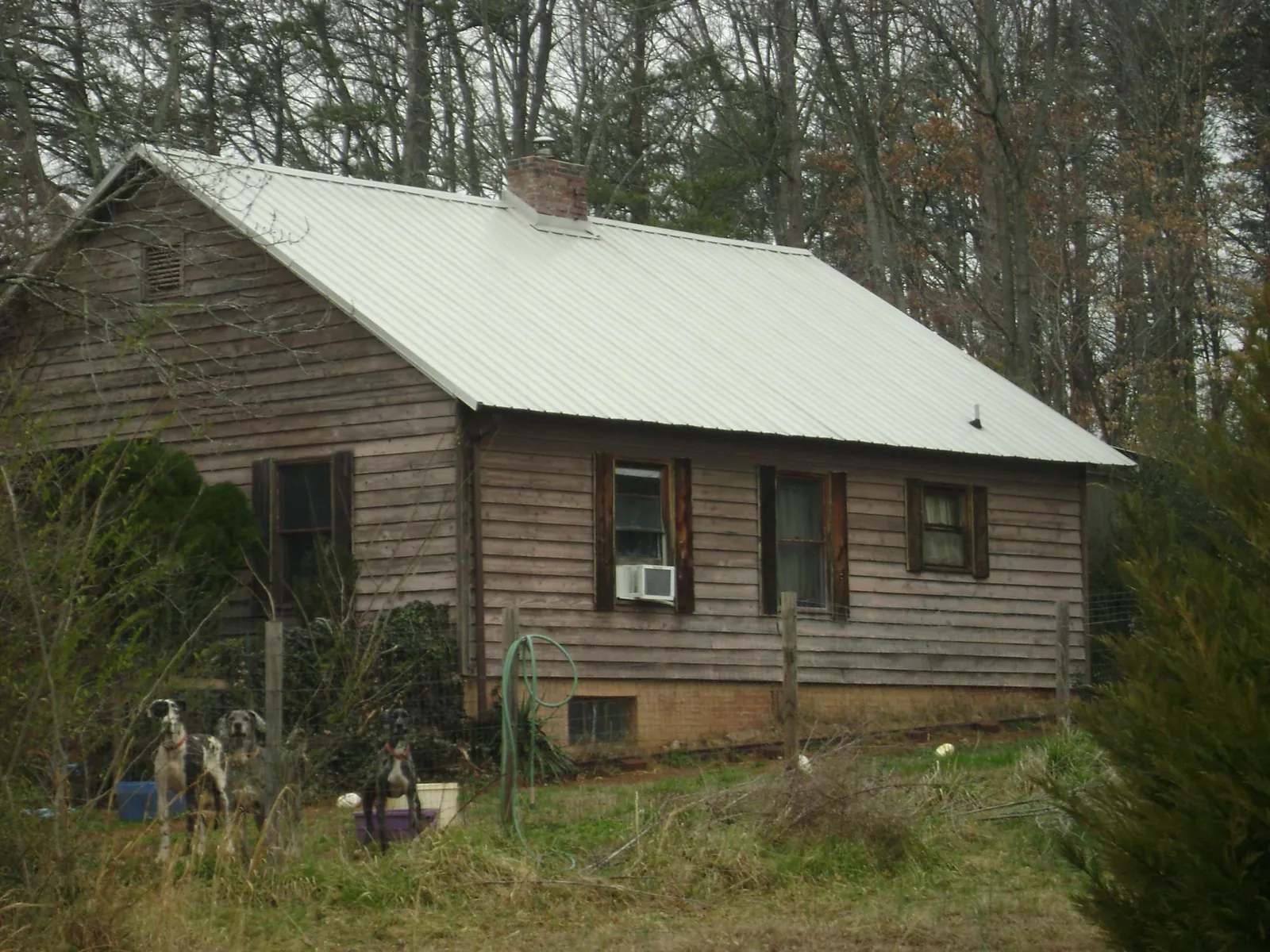 White metal roof on an old wood sided farmhouse, from a Asphalt Shingle Roof Repair job in Williamsport